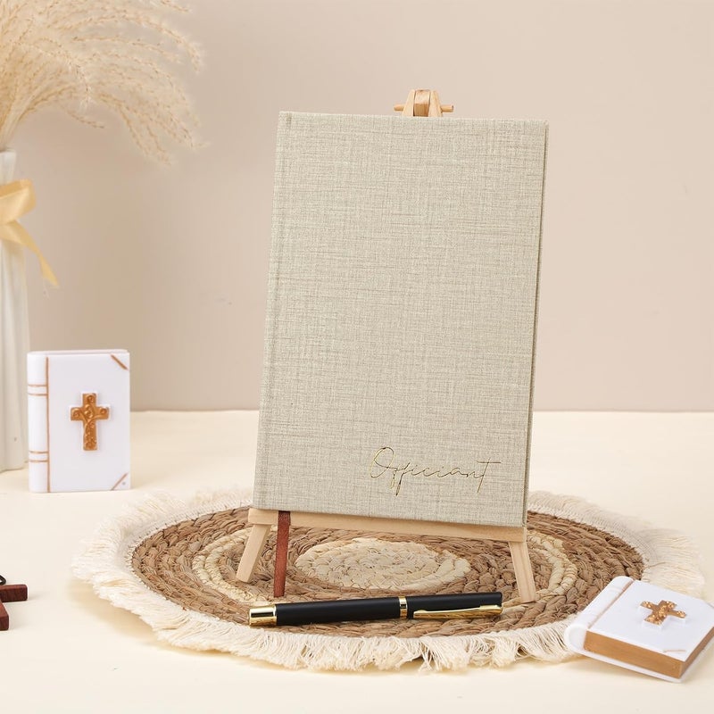 Engrowtic Beige Wedding Officiant Book with Black Ink Pen 5.25 x 8.25 Inch Hardcover Journal Notebook with 192 Pages Officiant Gift Pastor Gift for Wedding Ceremony Sermon Minister (Classic) - Image 5
